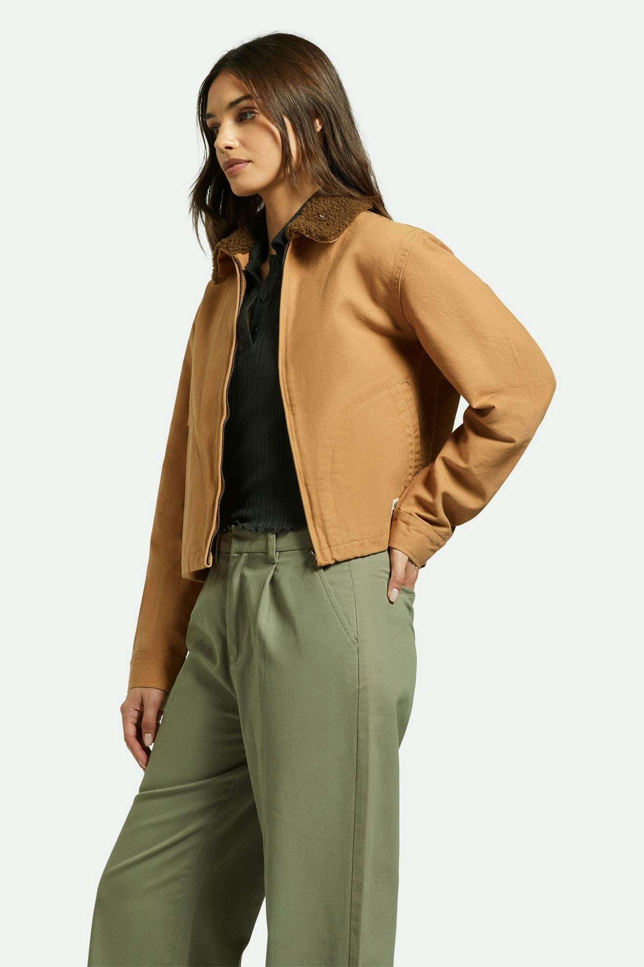 Mechanics Women's Garage Sherpa Zip Jacket - Tobacco Brown