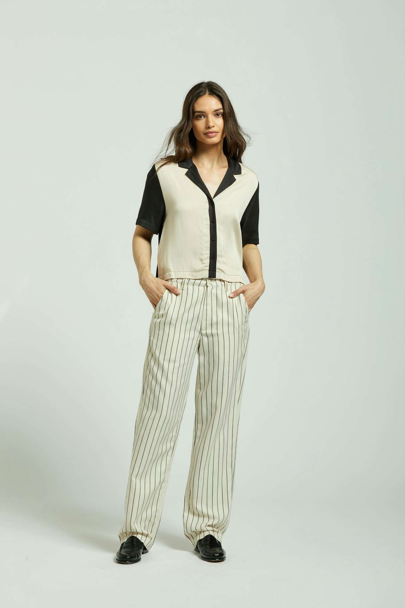 Bedford Pant - Whitecap/Washed Black Pinstripe